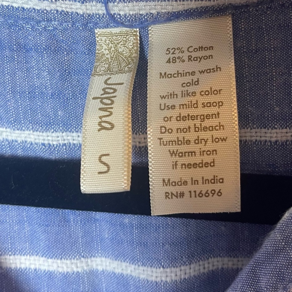 Japna Striped High Low Dress in Blue and White - Picture 5 of 6